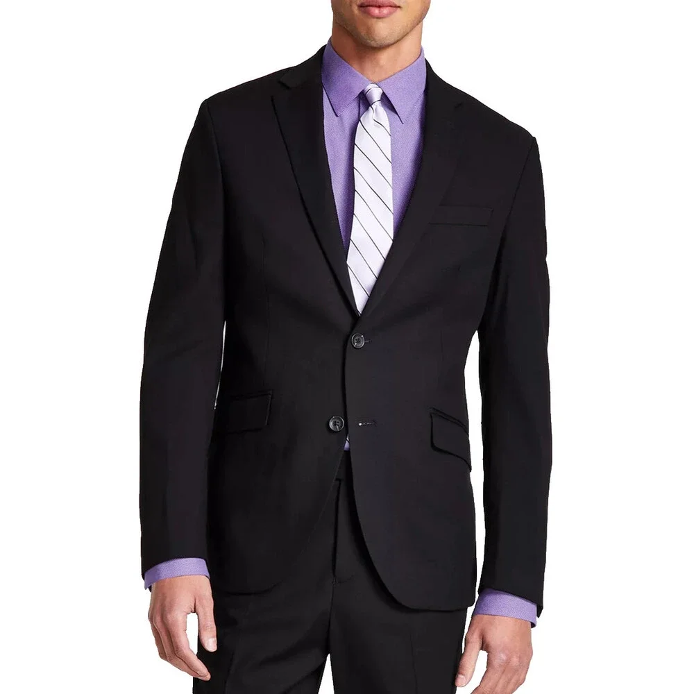 Kenneth Cole Men's Suit 38R 31x32 Black Ready Flex Slim Fit Stretch 2-Piece NWT